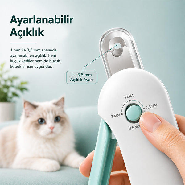 Törpülü Hazneli Ayarlanabilir Kedi Köpek Tırnak Makası
