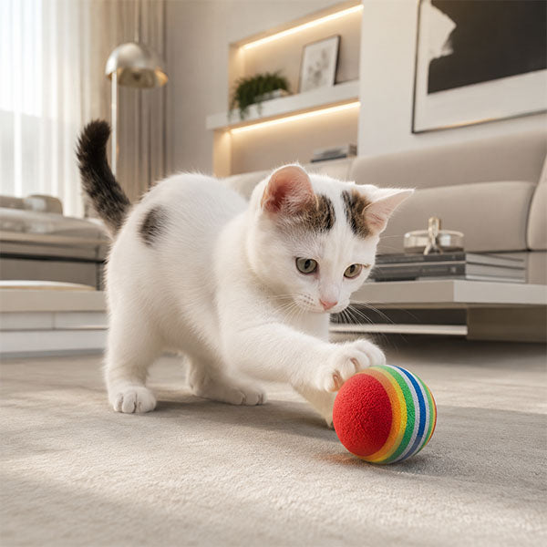 2 Adet Gökkuşağı Renkli Kedi Köpek Oyun Topu