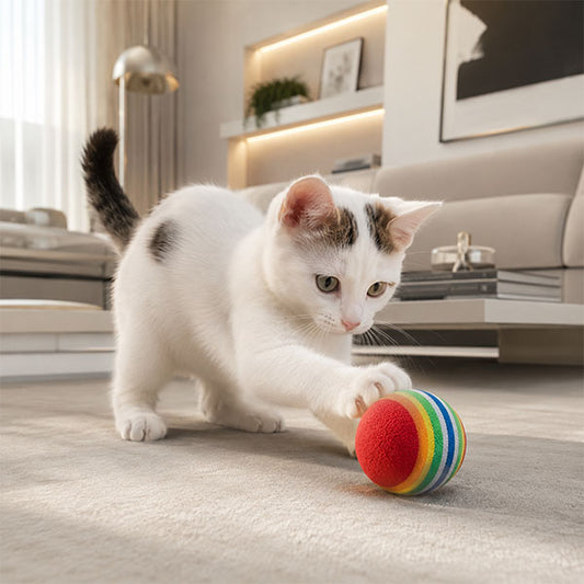 2 Adet Gökkuşağı Renkli Kedi Köpek Oyun Topu